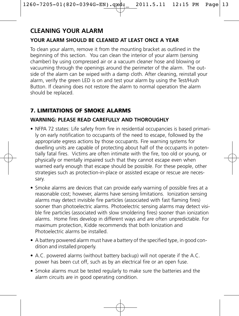 Cleaning your alarm | Kidde i12060A User Manual | Page 13 / 18