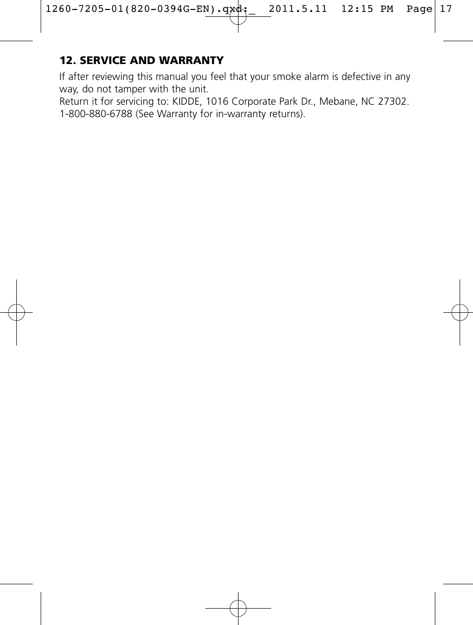Kidde i12060A User Manual | Page 17 / 18
