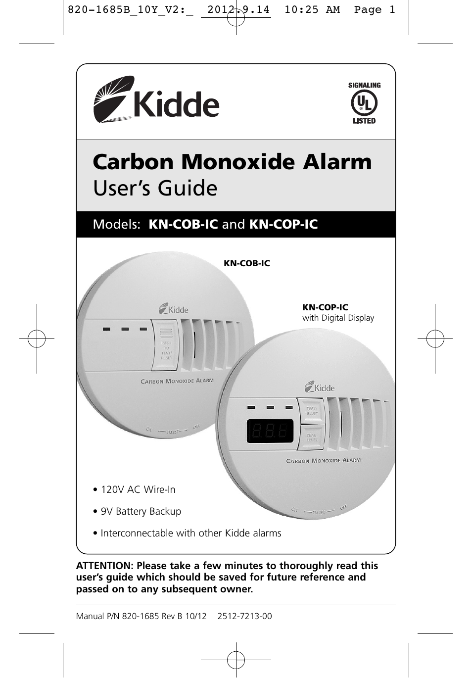 Kidde KN-COB-IC User Manual | 23 pages