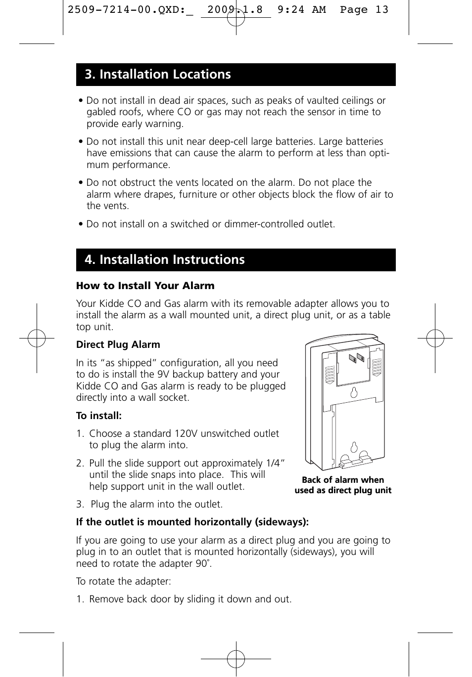 Installation instructions, Installation locations | Kidde KN-COEG-3 (900-0113) User Manual | Page 13 / 22