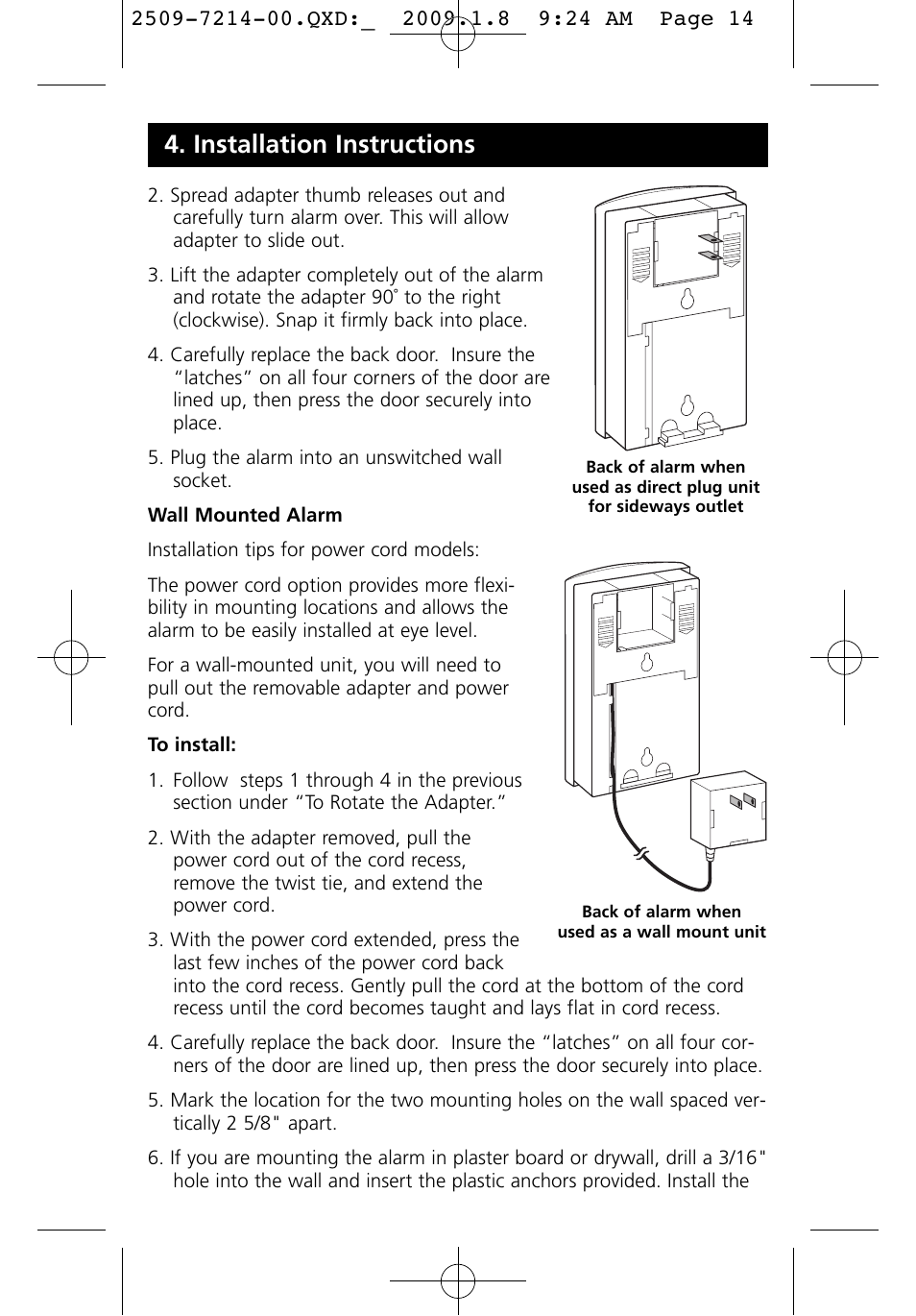 Installation instructions | Kidde KN-COEG-3 (900-0113) User Manual | Page 14 / 22