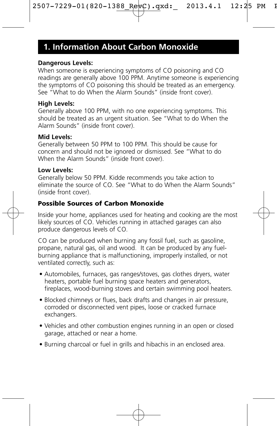 Information about carbon monoxide | Kidde KN-COPP-3 (900-0076) User Manual | Page 6 / 19