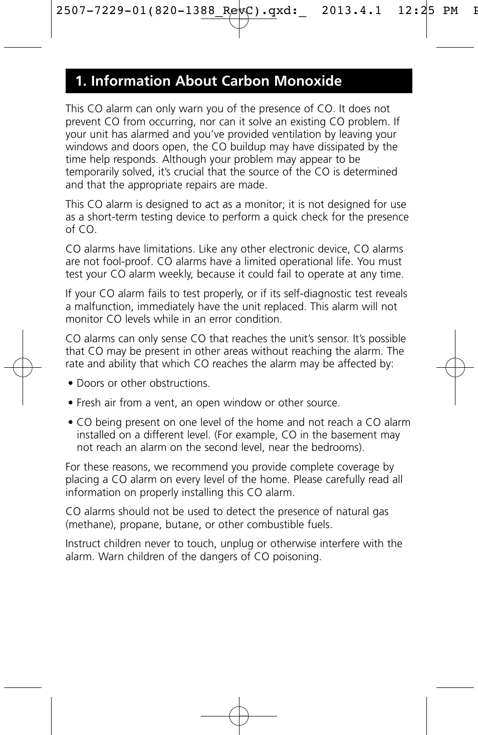 Information about carbon monoxide | Kidde KN-COPP-3 (900-0076) User Manual | Page 8 / 19