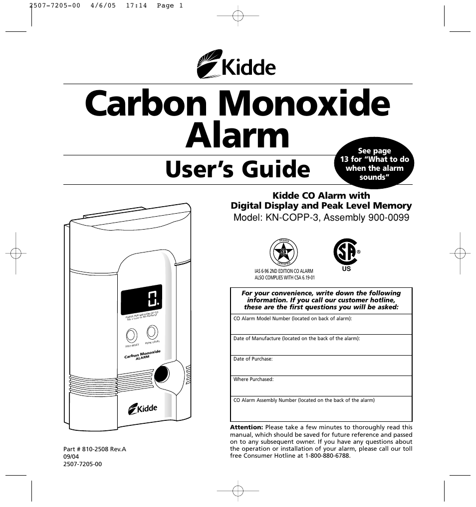 Kidde KN-COPP-3 (900-0099) User Manual | 23 pages