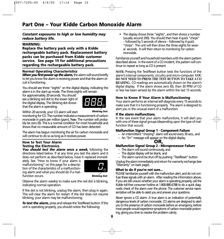 Part one – your kidde carbon monoxide alarm | Kidde KN-COPP-3 (900-0099) User Manual | Page 10 / 23