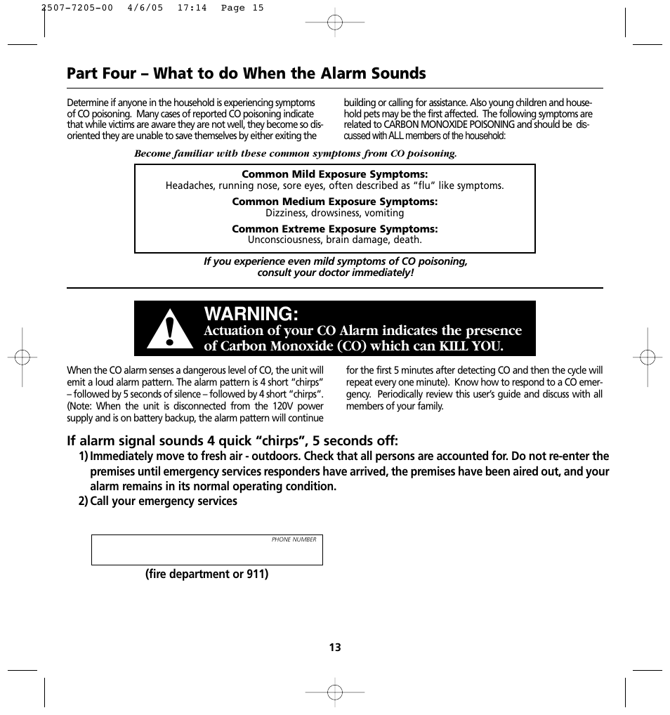 Warning | Kidde KN-COPP-3 (900-0099) User Manual | Page 15 / 23