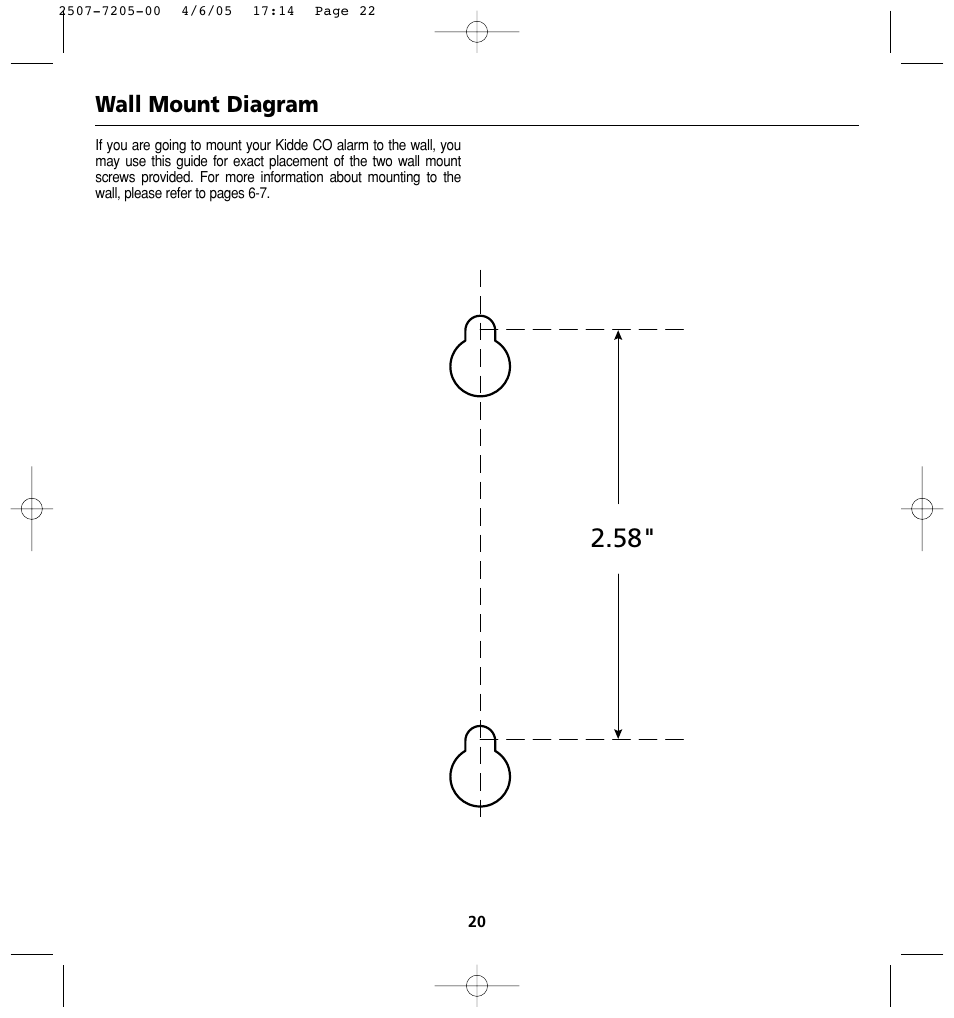 Wall mount diagram | Kidde KN-COPP-3 (900-0099) User Manual | Page 22 / 23