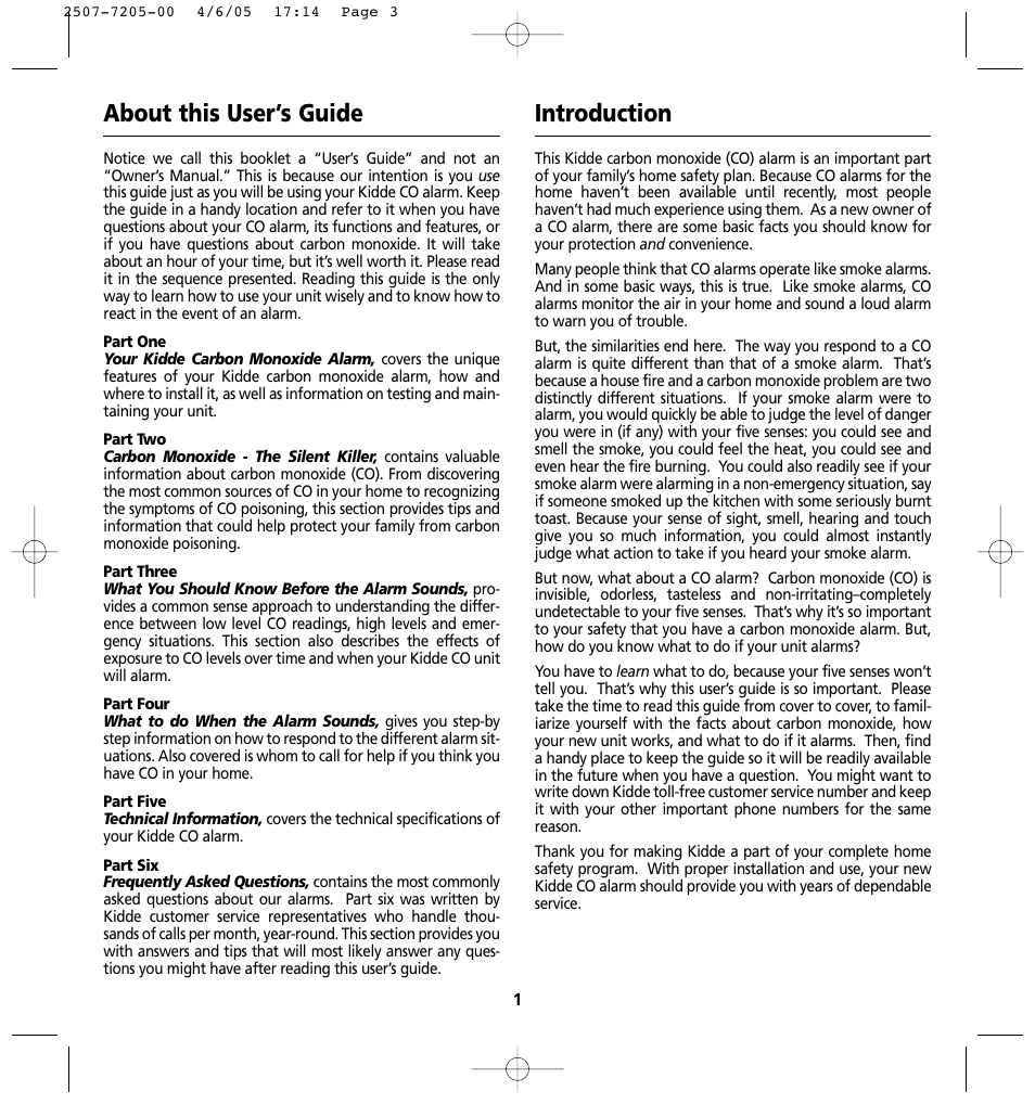 About this user’s guide, Introduction | Kidde KN-COPP-3 (900-0099) User Manual | Page 3 / 23