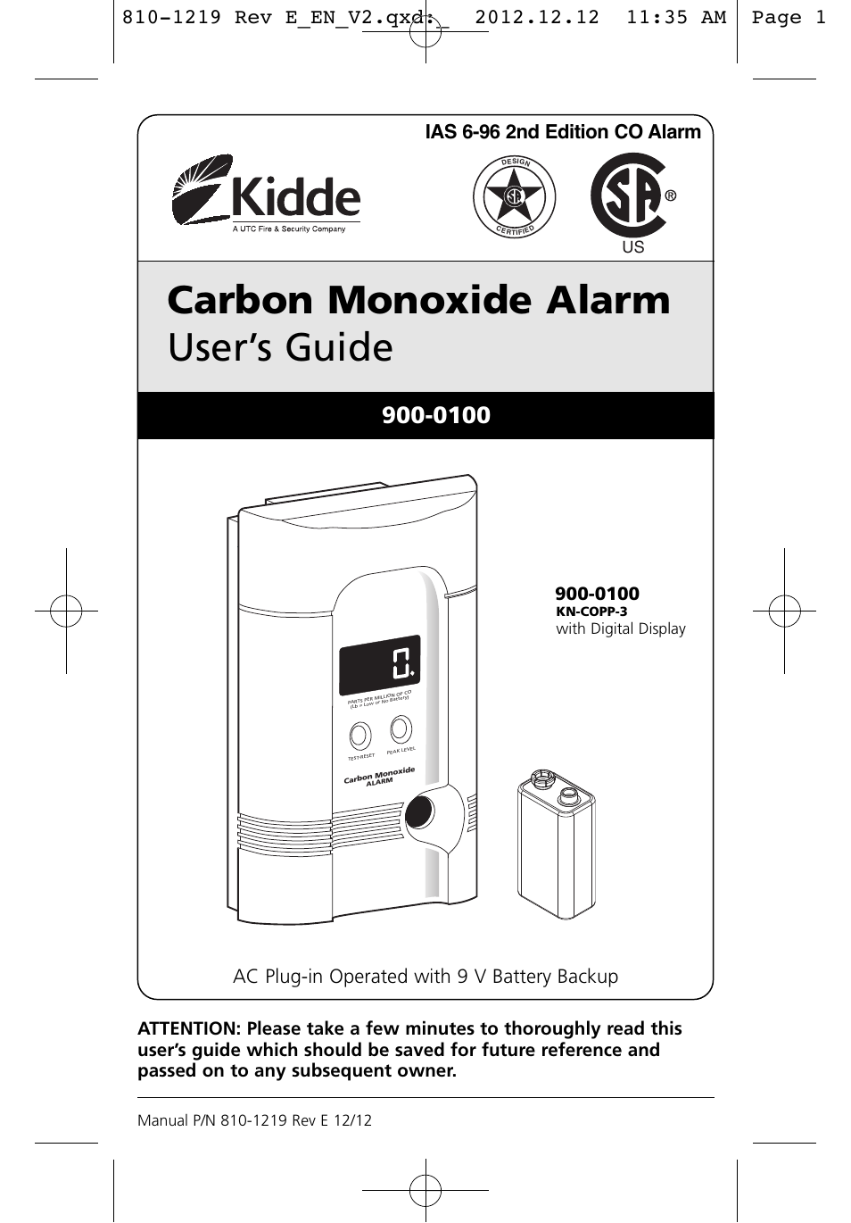 Kidde KN-COPP-3 (900-0100) User Manual | 19 pages