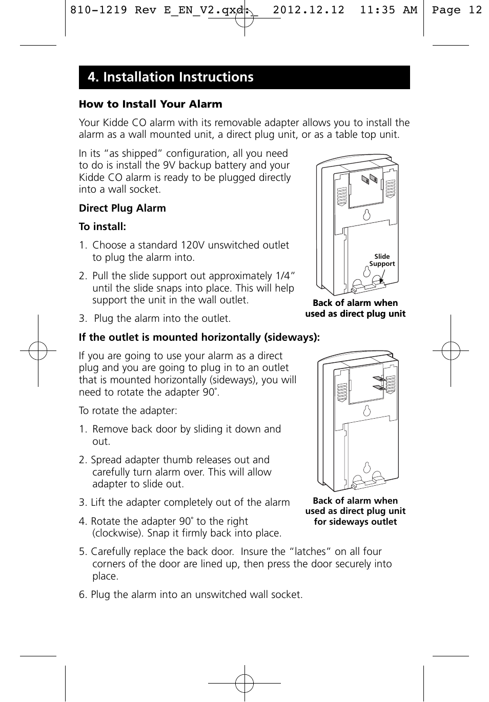 Installation instructions | Kidde KN-COPP-3 (900-0100) User Manual | Page 12 / 19