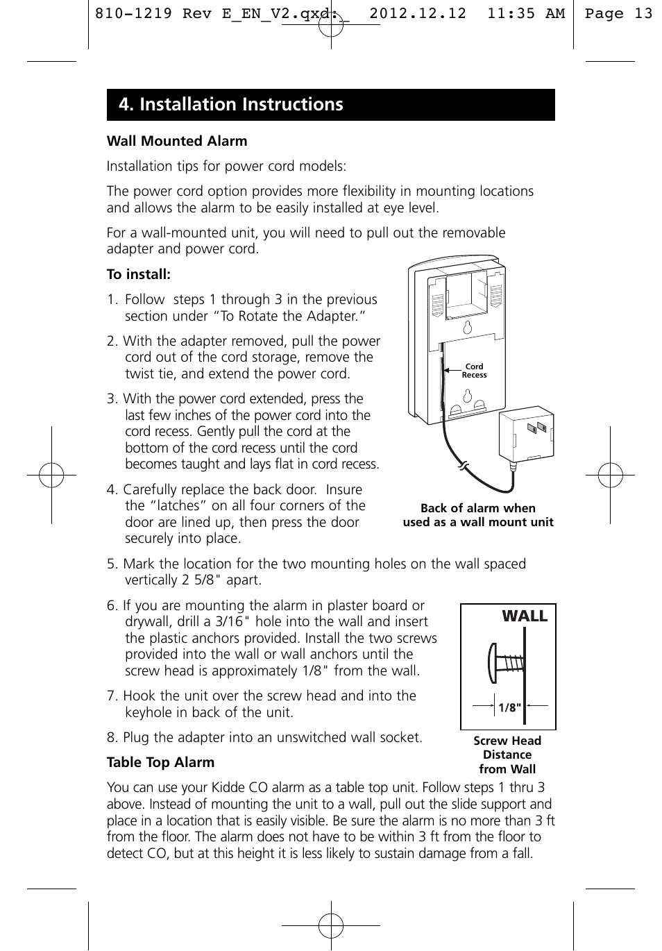 Installation instructions | Kidde KN-COPP-3 (900-0100) User Manual | Page 13 / 19