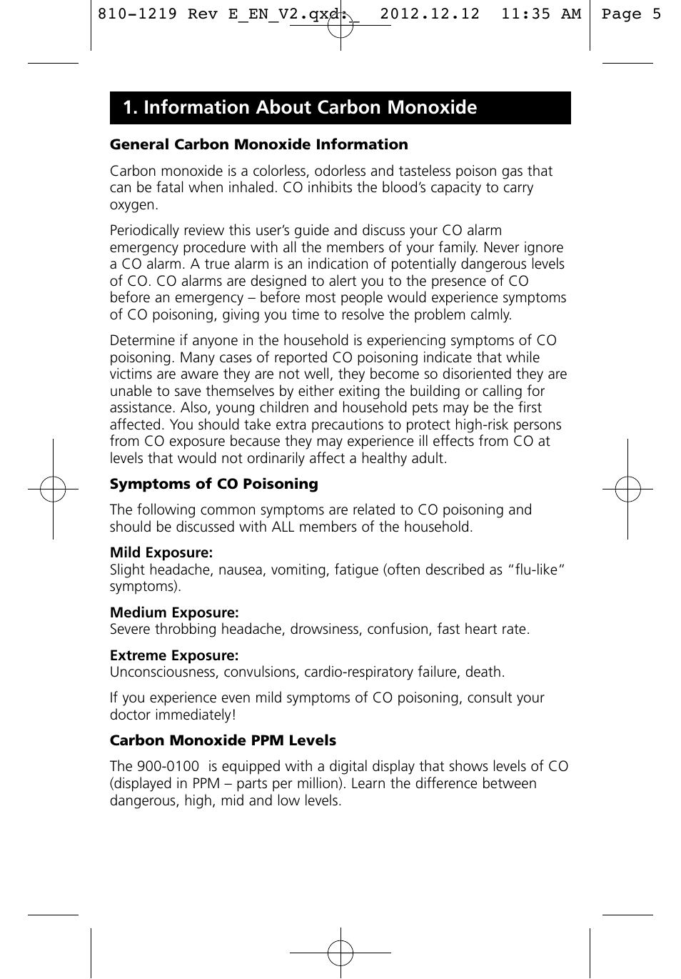 Information about carbon monoxide | Kidde KN-COPP-3 (900-0100) User Manual | Page 5 / 19