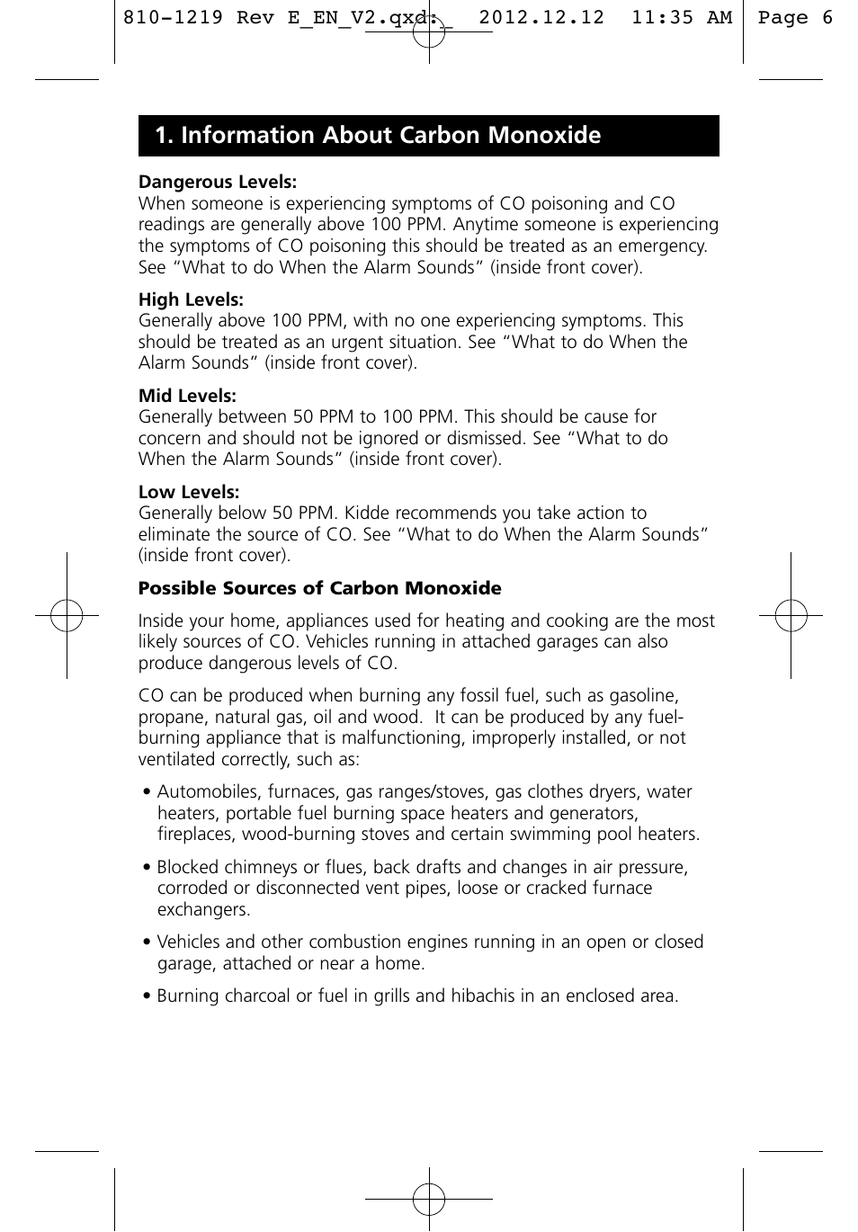 Information about carbon monoxide | Kidde KN-COPP-3 (900-0100) User Manual | Page 6 / 19