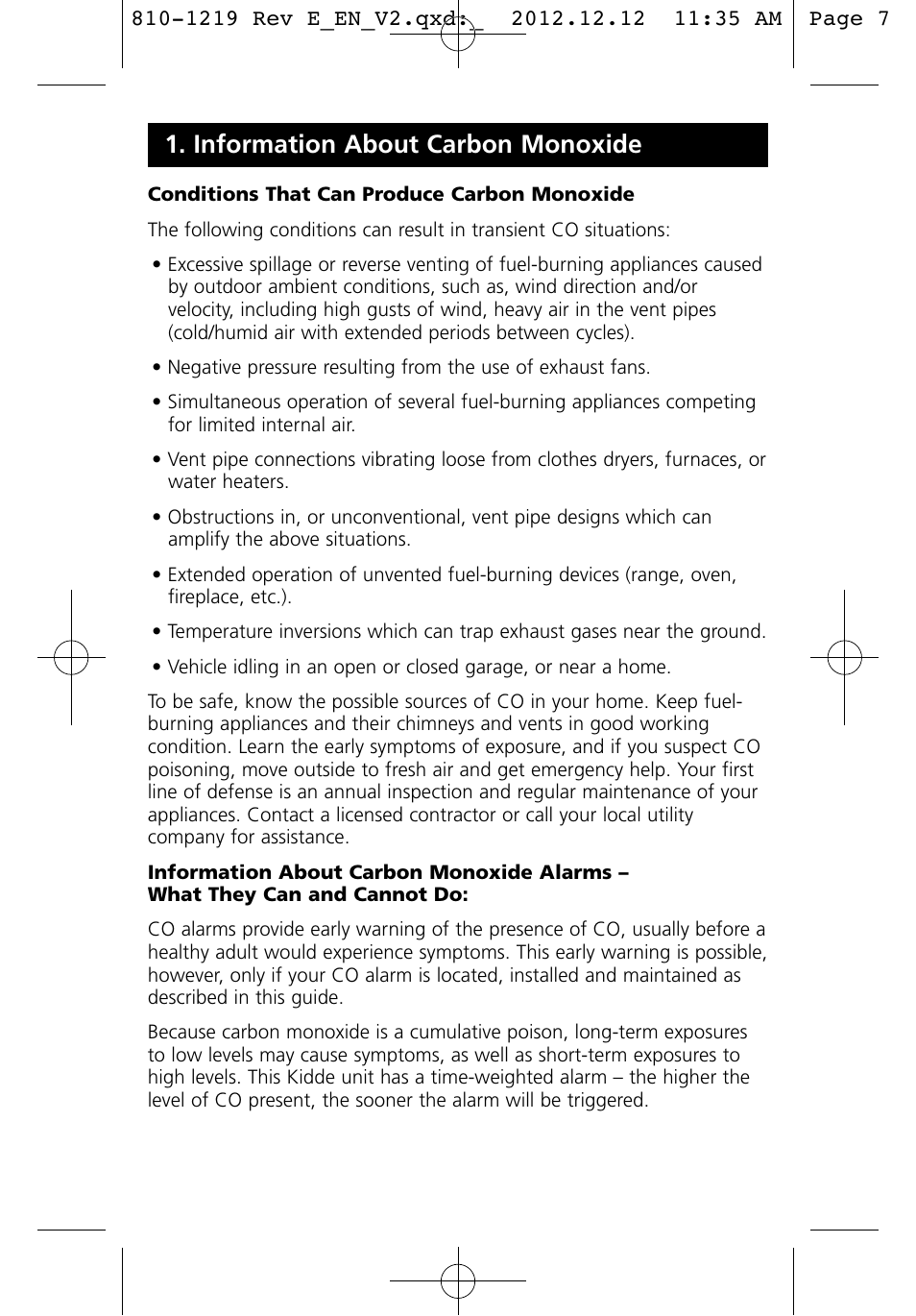 Information about carbon monoxide | Kidde KN-COPP-3 (900-0100) User Manual | Page 7 / 19