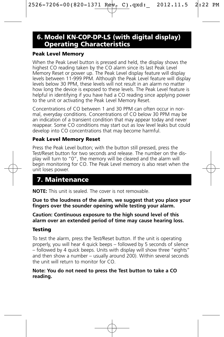 Maintenance | Kidde KN-COB-DP-LS User Manual | Page 15 / 18