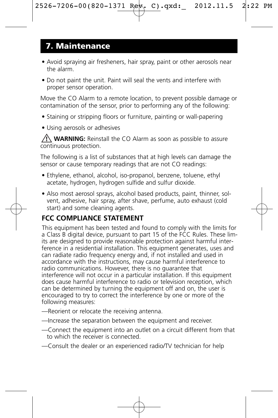 Maintenance | Kidde KN-COB-DP-LS User Manual | Page 17 / 18