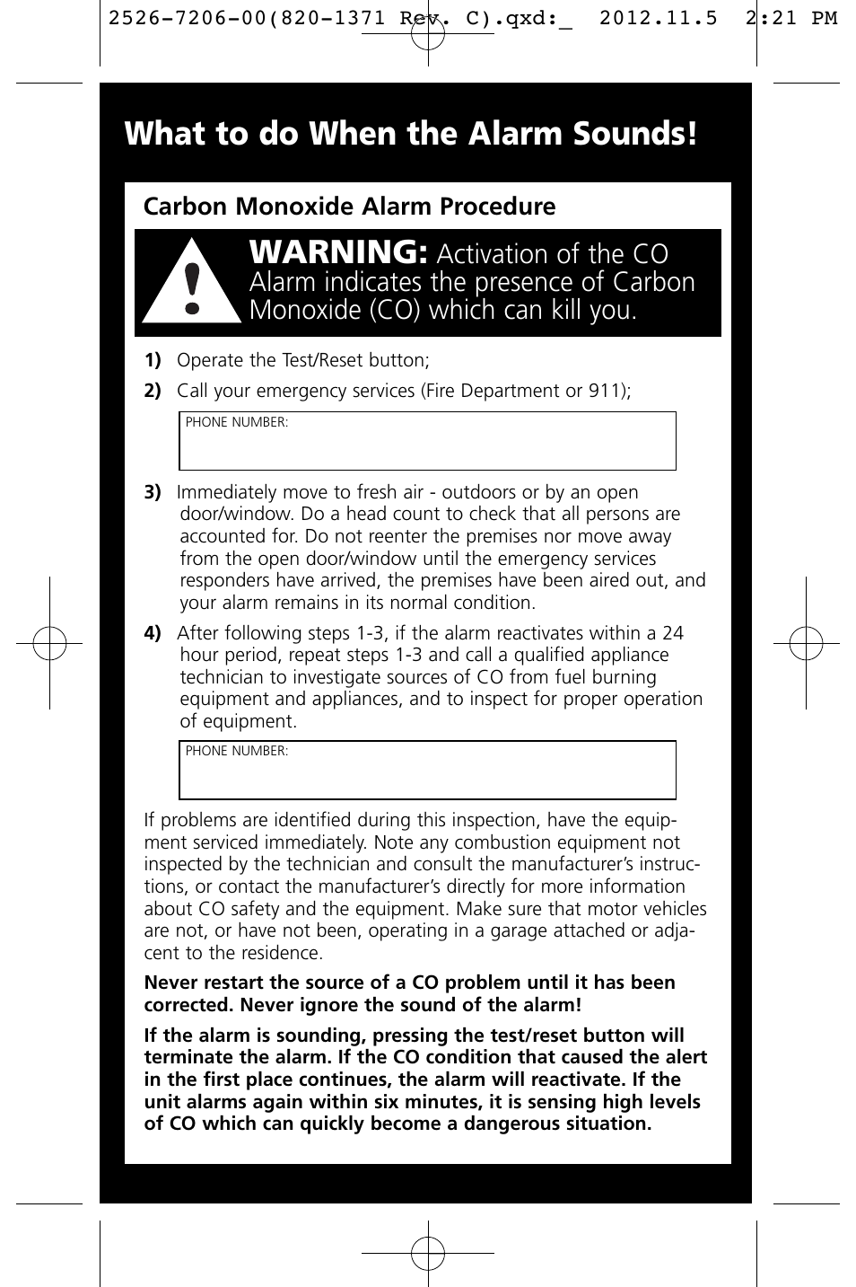 Warning, What to do when the alarm sounds | Kidde KN-COB-DP-LS User Manual | Page 2 / 18