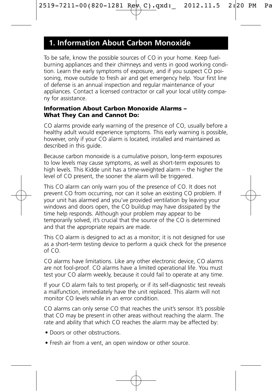 Information about carbon monoxide | Kidde KN-COB-LCB-A User Manual | Page 7 / 16