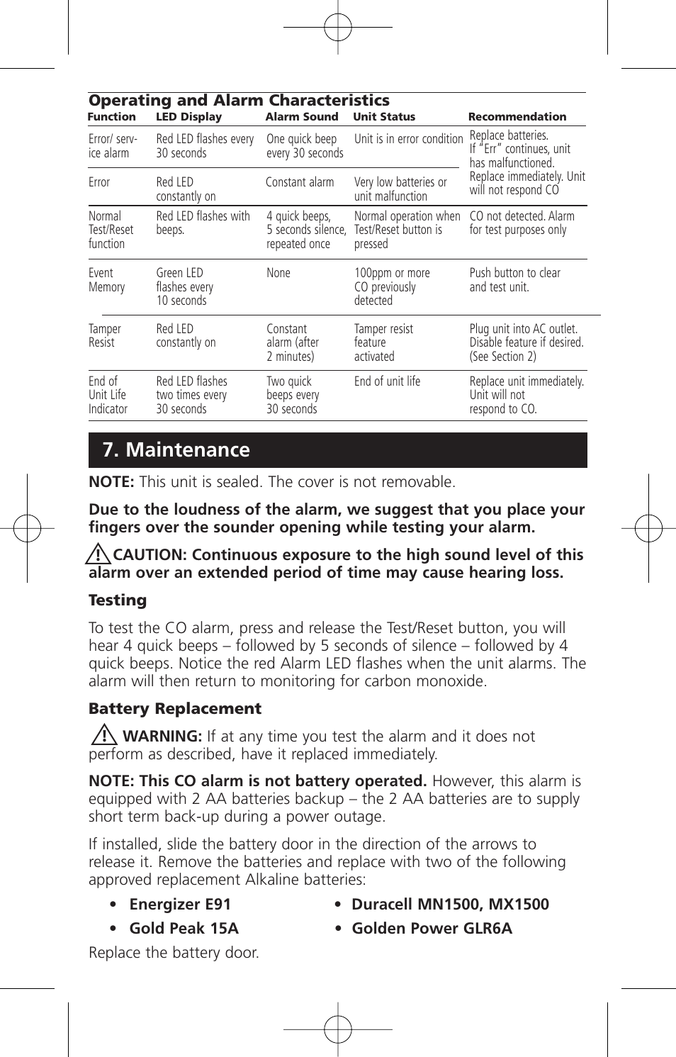 Maintenance | Kidde KN-COB-DP2 User Manual | Page 14 / 17