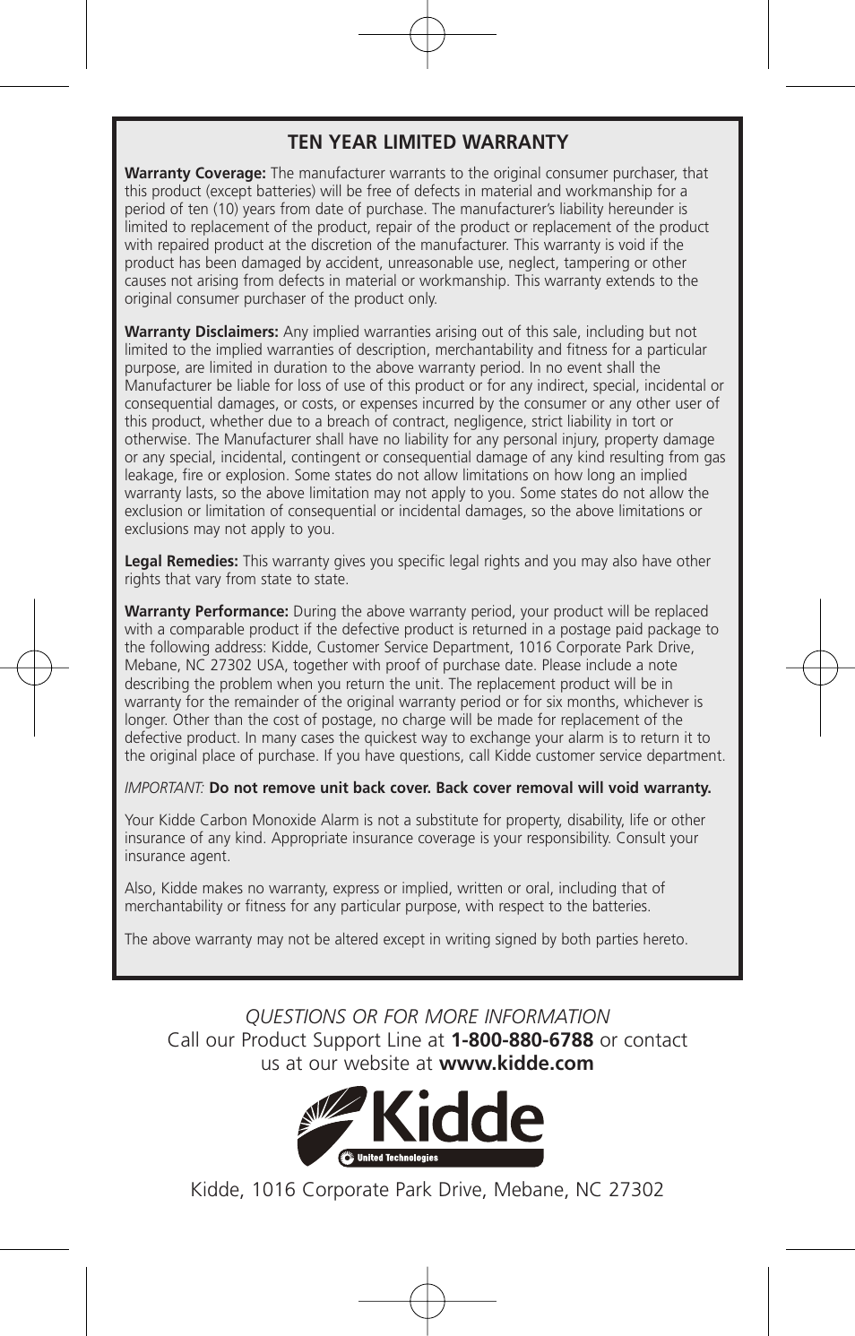 Kidde KN-COB-DP2 User Manual | Page 17 / 17