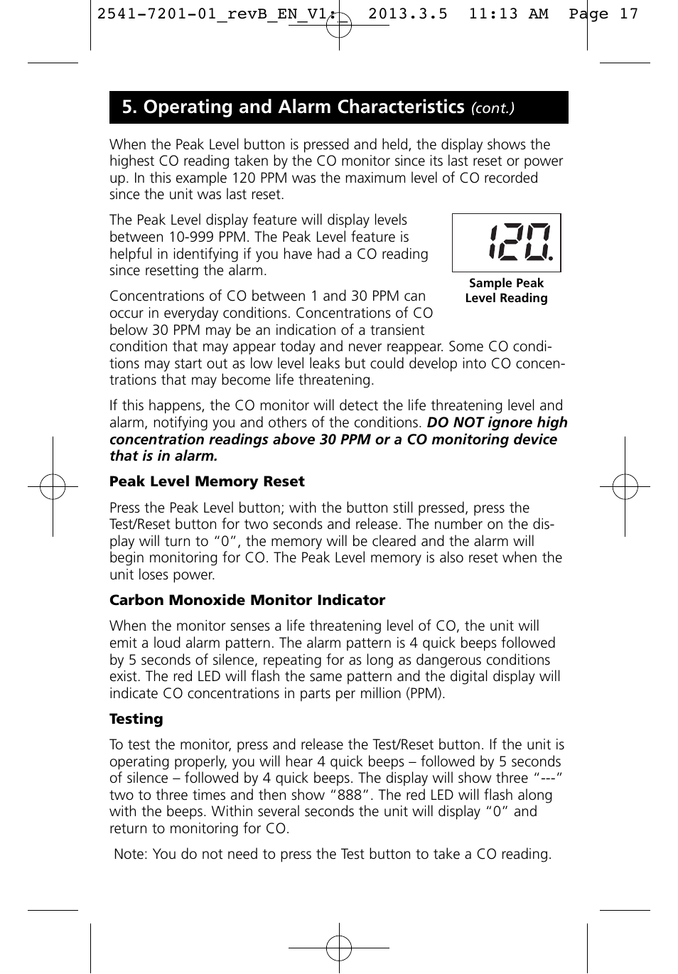 Operating and alarm characteristics | Kidde KN-COU-B User Manual | Page 17 / 19