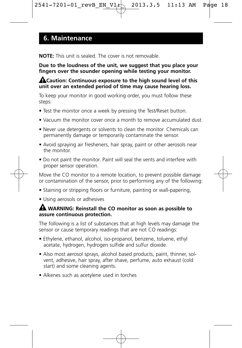 Maintenance | Kidde KN-COU-B User Manual | Page 18 / 19