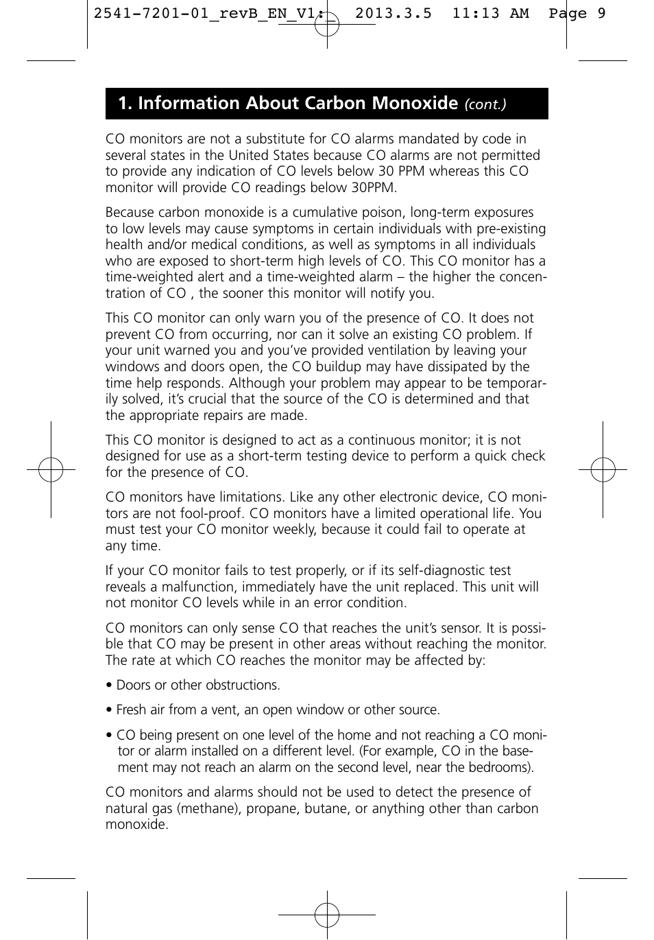 Information about carbon monoxide | Kidde KN-COU-B User Manual | Page 9 / 19