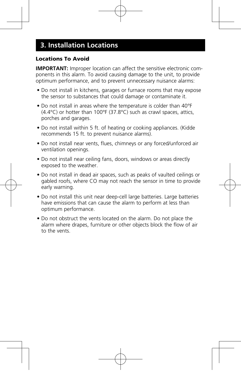 Installation locations | Kidde KN-COB-B-LPM User Manual | Page 11 / 19