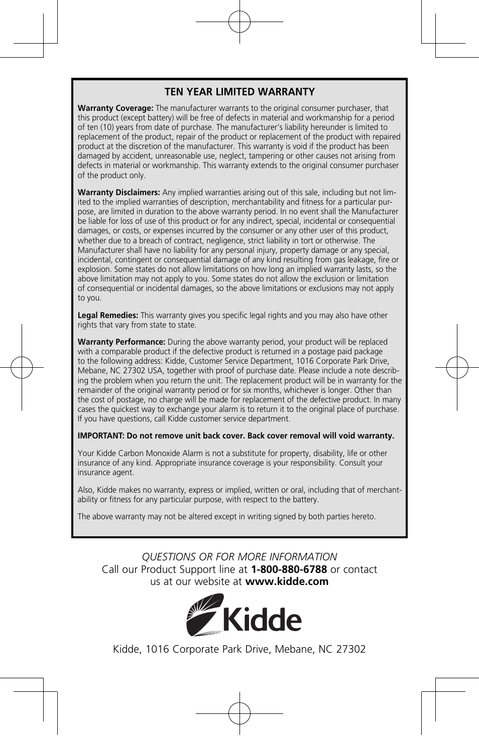 Kidde KN-COB-B-LPM User Manual | Page 19 / 19