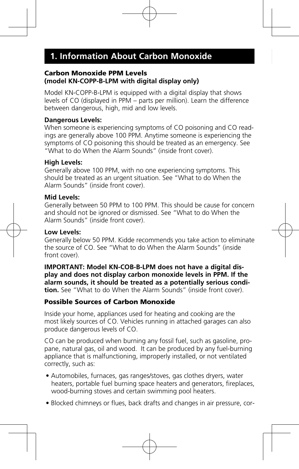 Information about carbon monoxide | Kidde KN-COB-B-LPM User Manual | Page 6 / 19