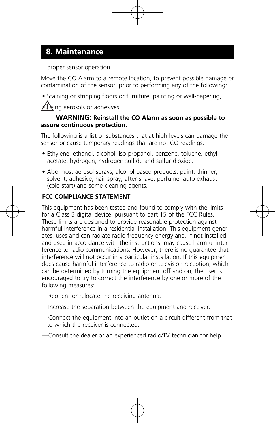 Maintenance | Kidde KN-COPP-B-LP User Manual | Page 18 / 19