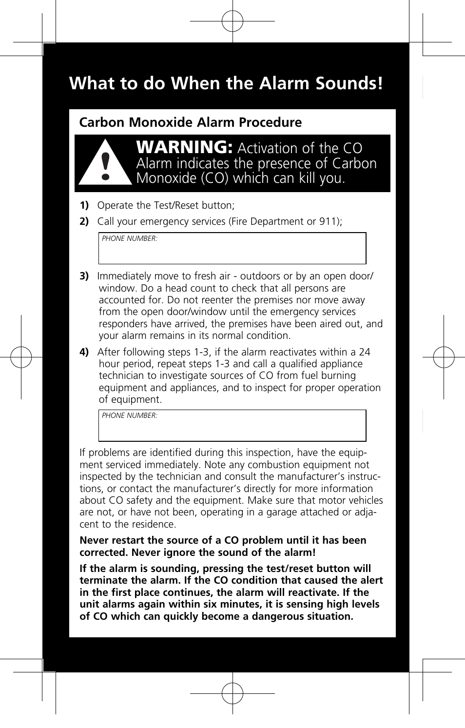 Warning, What to do when the alarm sounds | Kidde KN-COPP-B-LP User Manual | Page 2 / 19