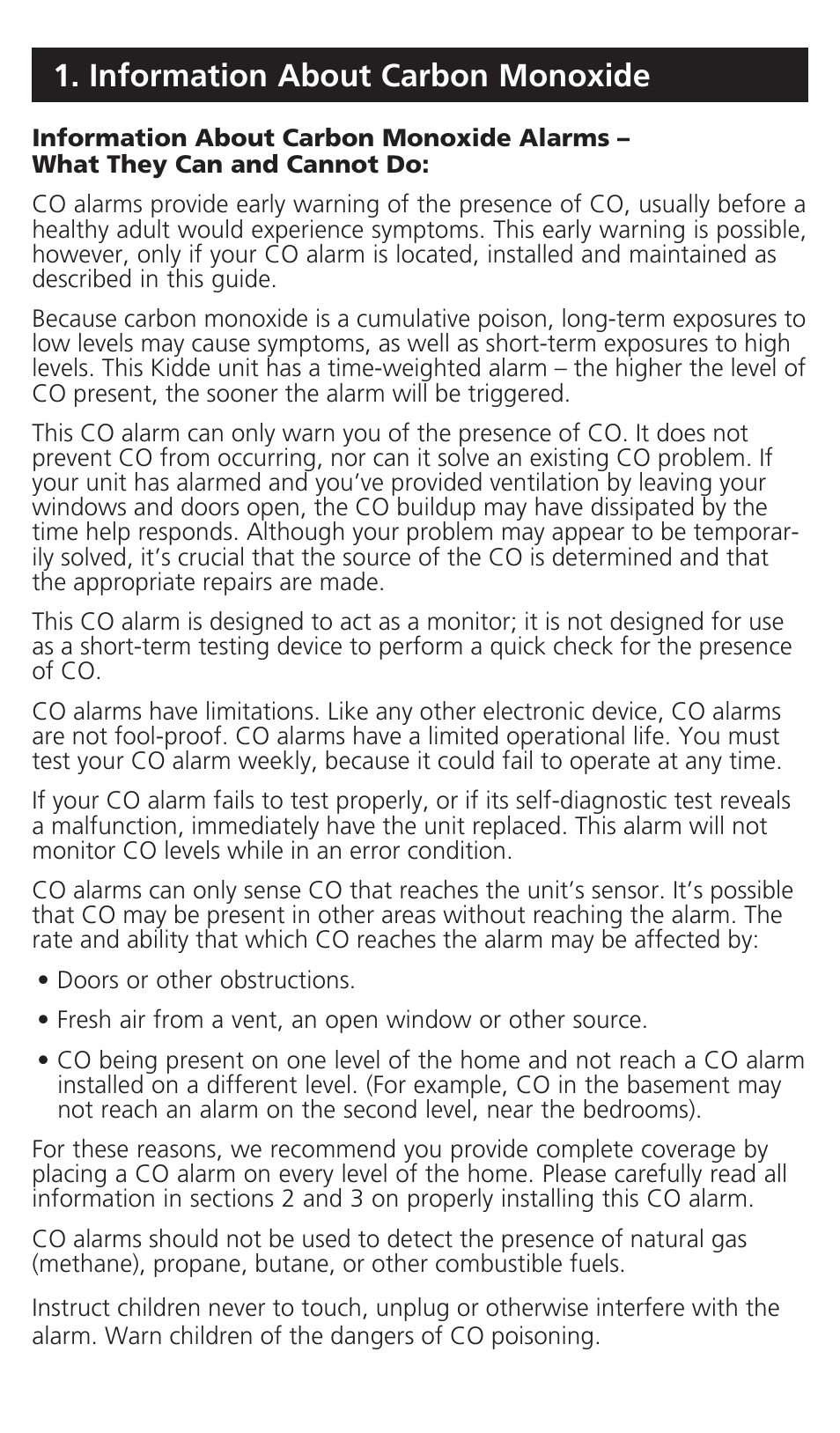 Information about carbon monoxide | Kidde KN-COB-LP2 User Manual | Page 7 / 16