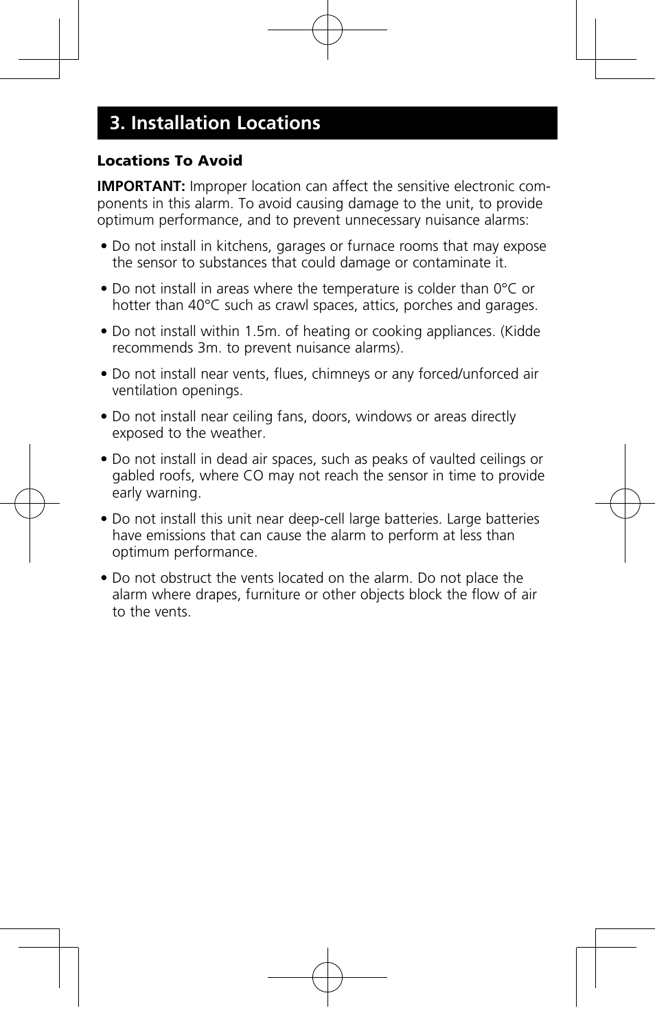 Installation locations | Kidde C3010-D User Manual | Page 11 / 19