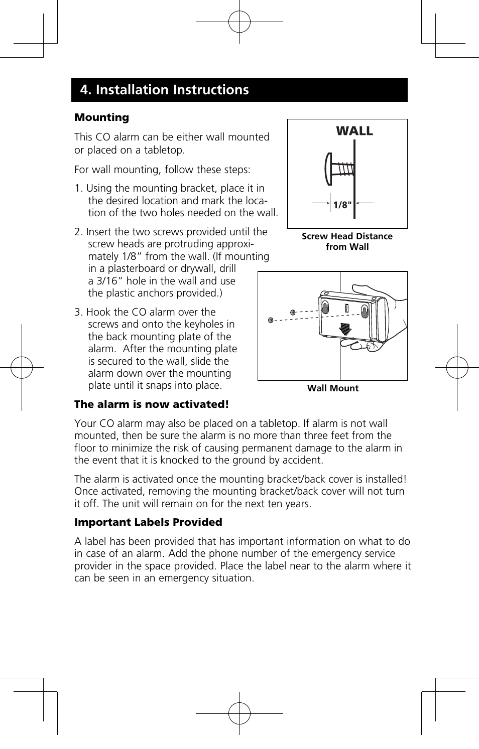 Installation instructions | Kidde C3010-D User Manual | Page 13 / 19