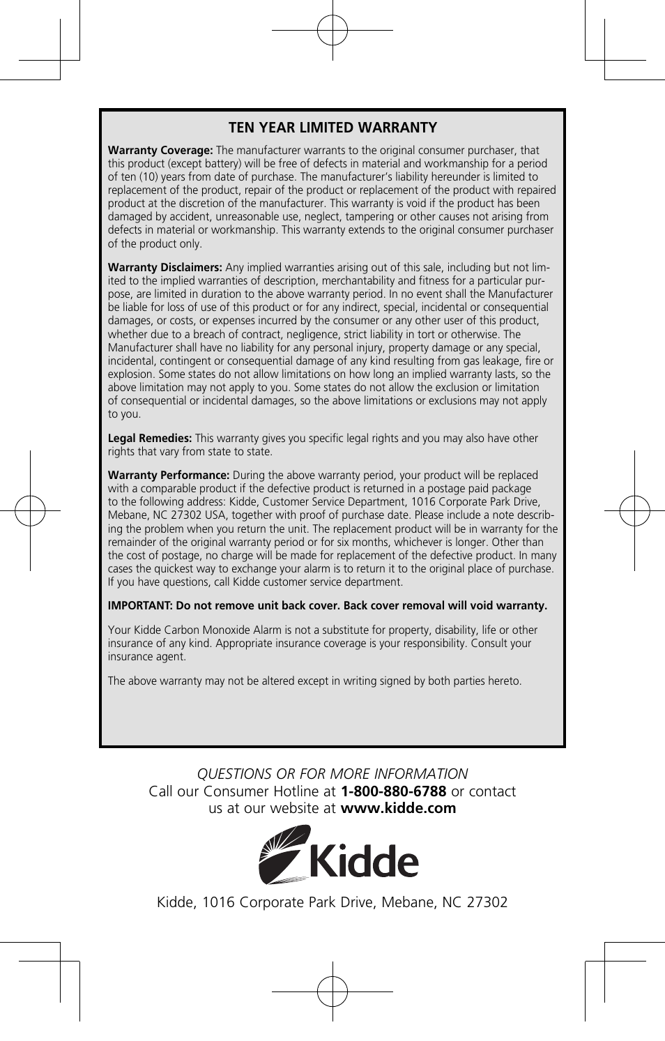 Kidde C3010-D User Manual | Page 19 / 19