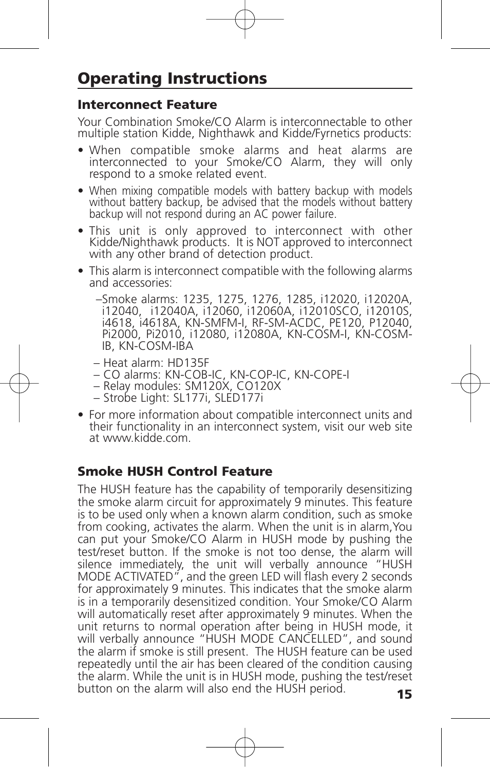 Operating instructions | Kidde i12010SCO User Manual | Page 17 / 33