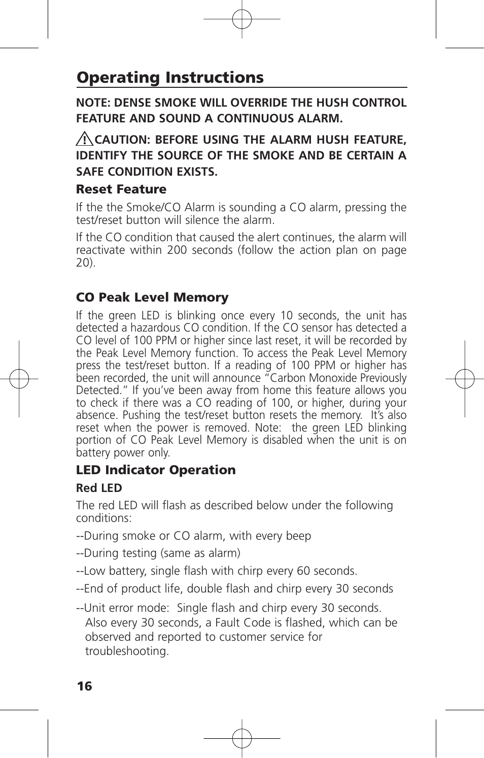 Operating instructions | Kidde i12010SCO User Manual | Page 18 / 33