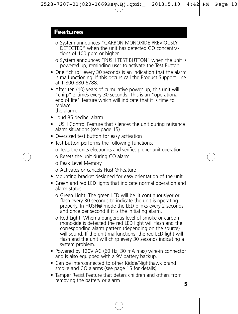 Features | Kidde KN-COPE-I User Manual | Page 10 / 35