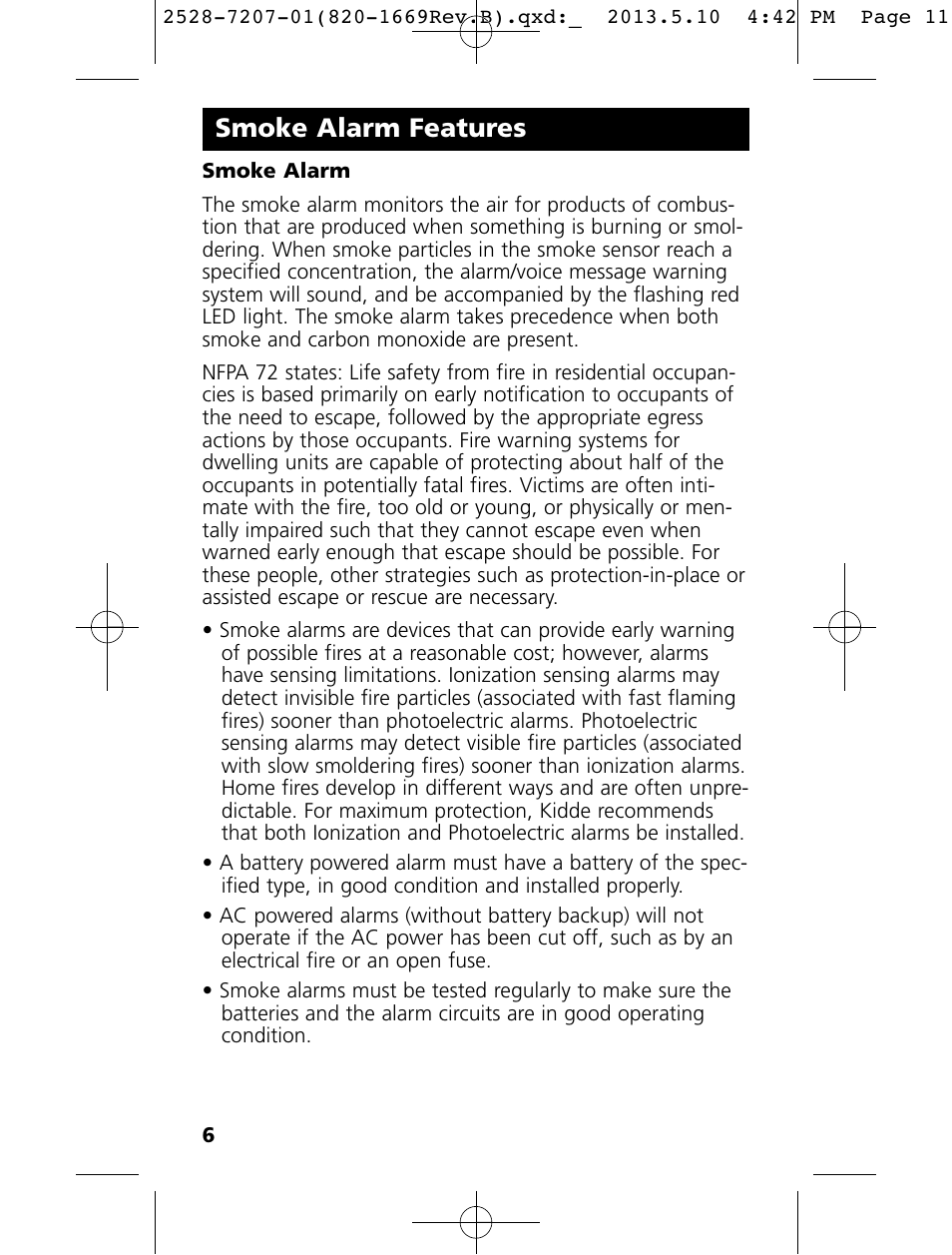Smoke alarm features | Kidde KN-COPE-I User Manual | Page 11 / 35