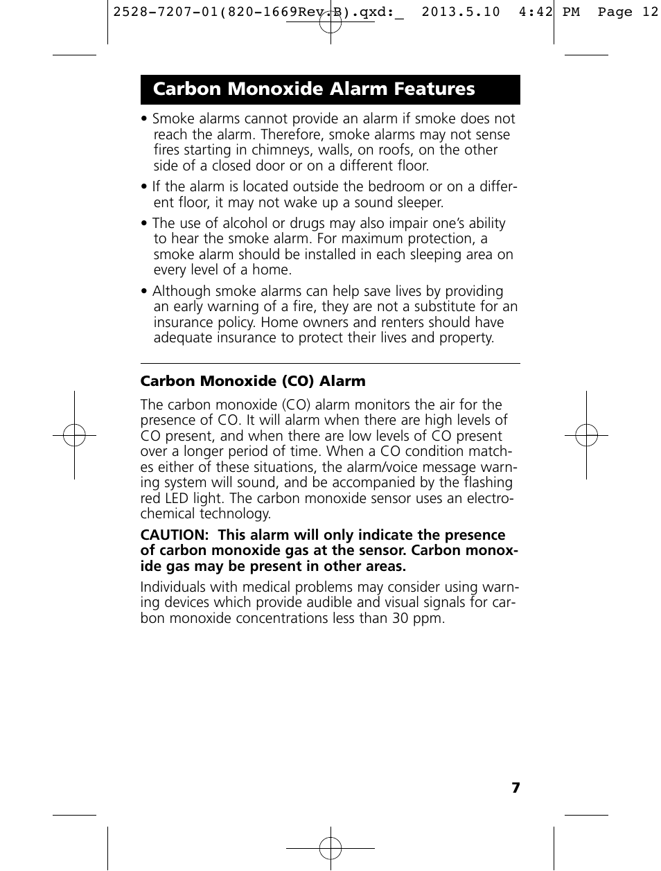 Carbon monoxide alarm features | Kidde KN-COPE-I User Manual | Page 12 / 35