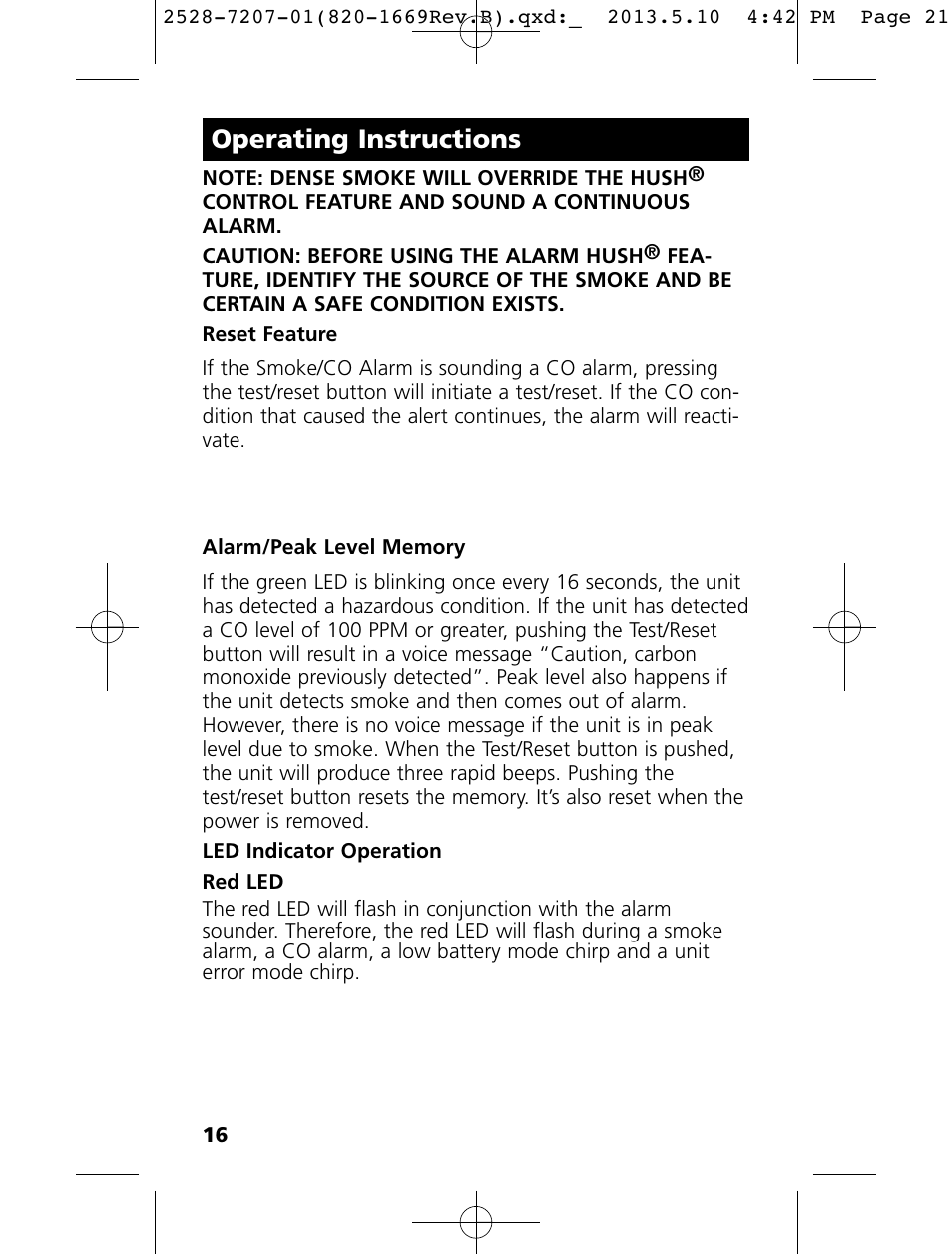 Operating instructions | Kidde KN-COPE-I User Manual | Page 21 / 35