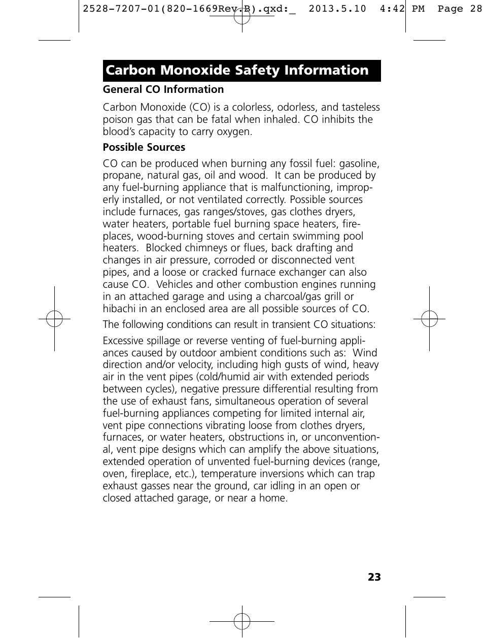 Carbon monoxide safety information | Kidde KN-COPE-I User Manual | Page 28 / 35