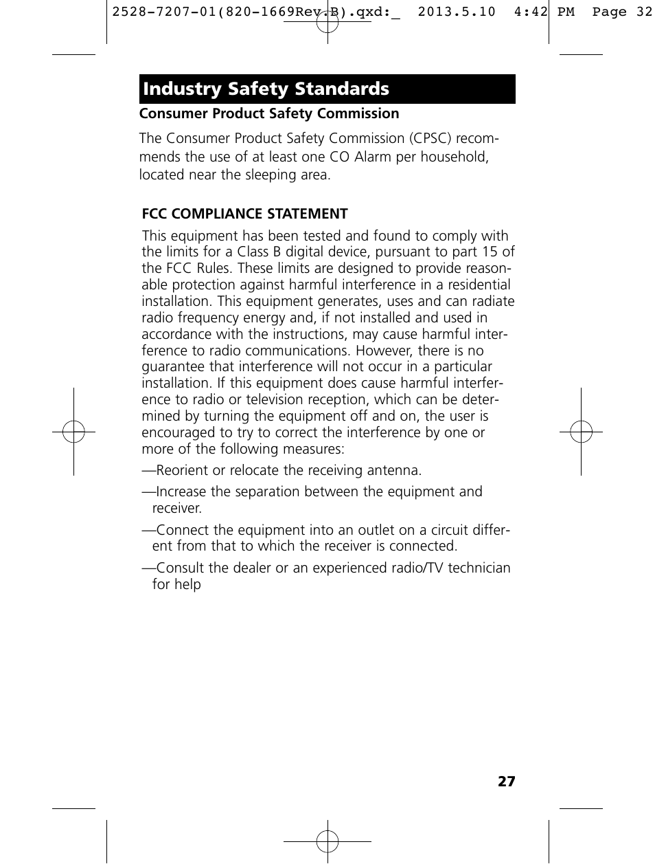 Industry safety standards | Kidde KN-COPE-I User Manual | Page 32 / 35