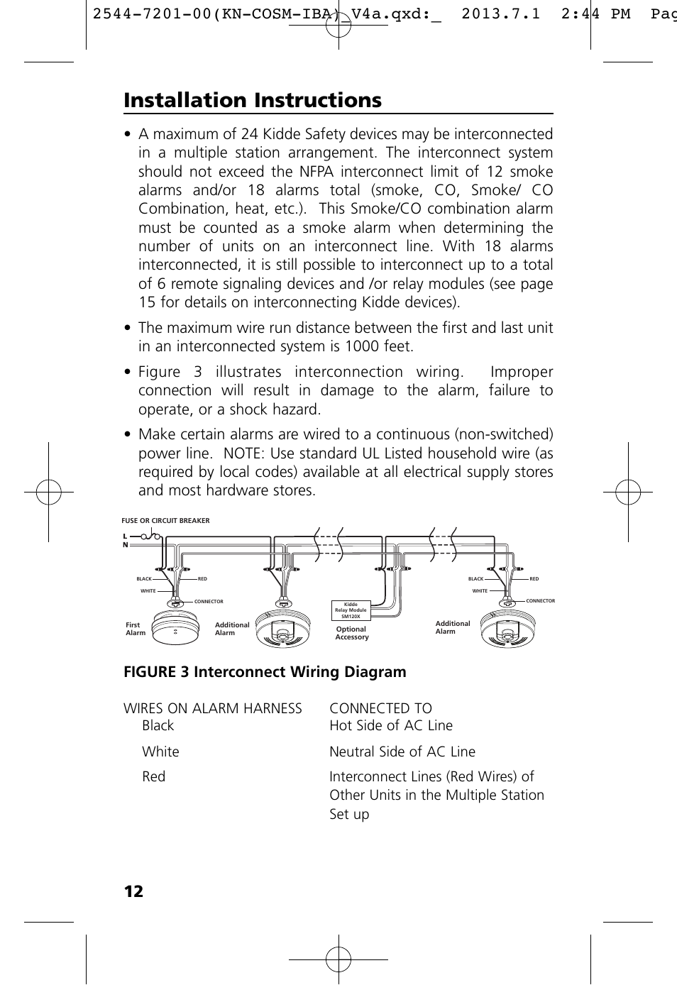 Installation instructions, Figure 3 interconnect wiring diagram | Kidde KN-COSM-IB User Manual | Page 14 / 33