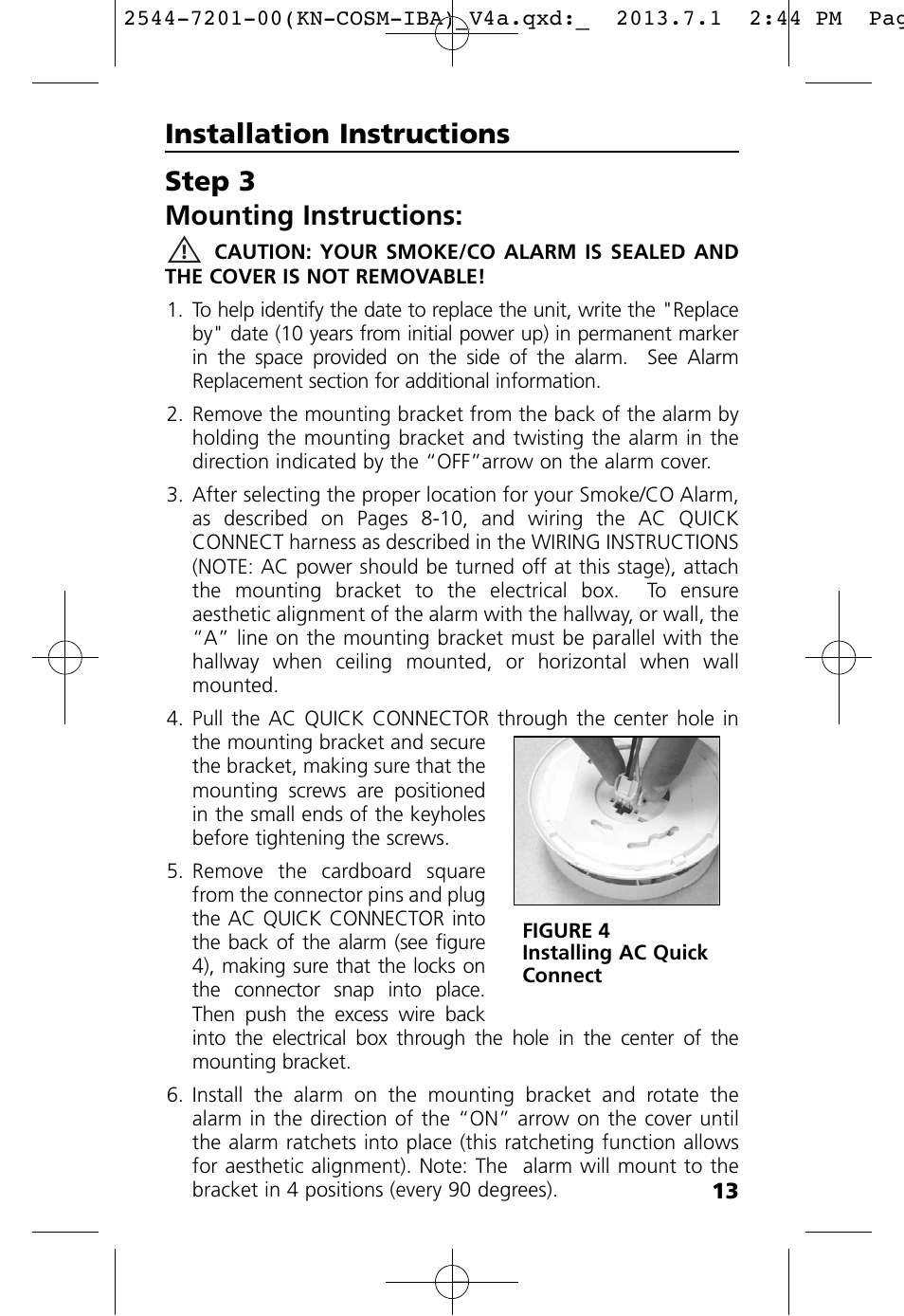 Step 3 mounting instructions, Installation instructions | Kidde KN-COSM-IB User Manual | Page 15 / 33