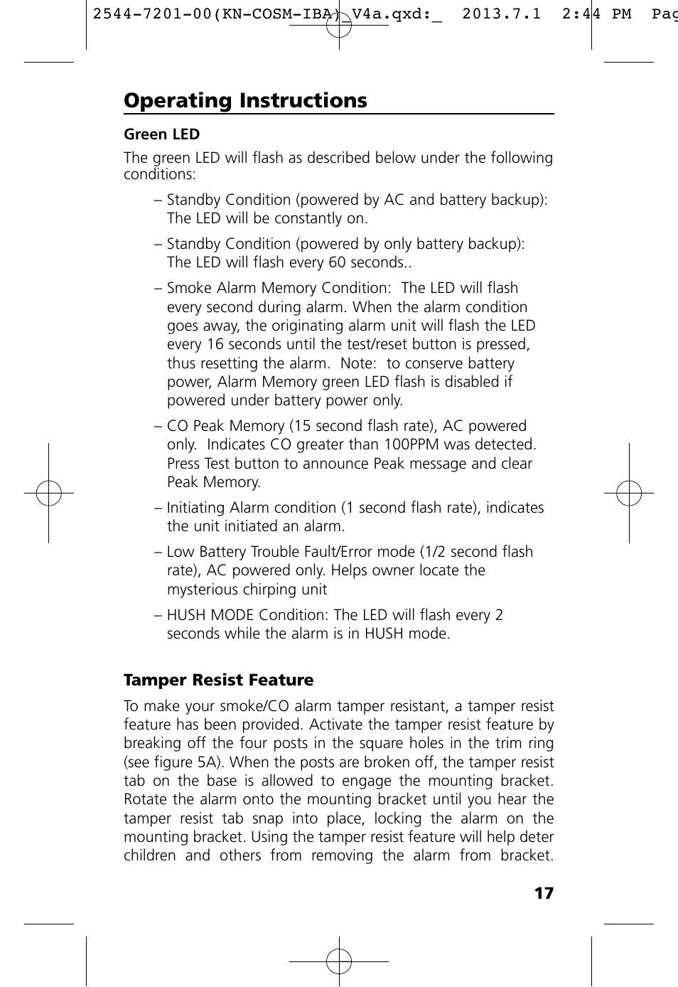 Operating instructions | Kidde KN-COSM-IB User Manual | Page 19 / 33