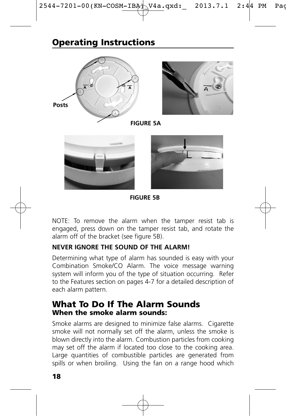 What to do if the alarm sounds, Operating instructions | Kidde KN-COSM-IB User Manual | Page 20 / 33