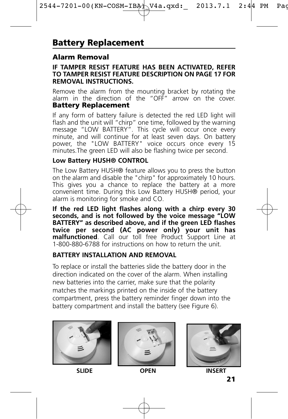 Battery replacement | Kidde KN-COSM-IB User Manual | Page 23 / 33