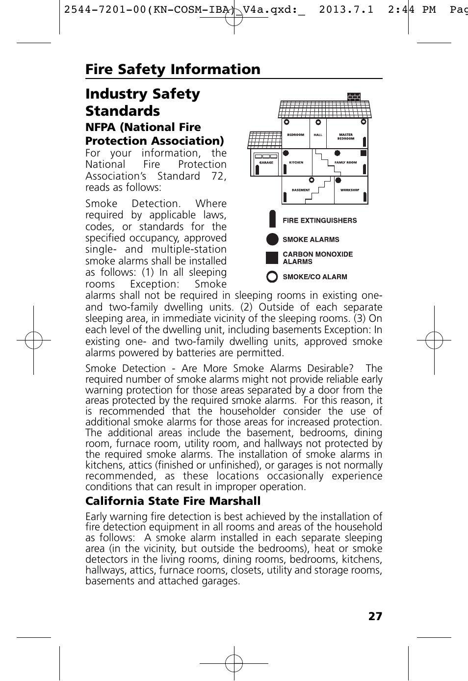 Fire safety information, Industry safety standards | Kidde KN-COSM-IB User Manual | Page 29 / 33